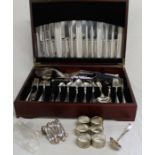 Part canteen of silver plated cutlery and additional items including napkin rings