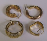 3 9ct gold earrings weight 5.3 g and a 14ct gold earring weight 1.1 g