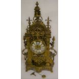 An ornate large brass French mantel clock Ht 60cm