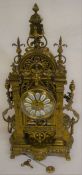 An ornate large brass French mantel clock Ht 60cm