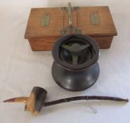 Vintage wooden smokers box for cigars and cigarettes  L 28 cm, tobacco jar and pipe