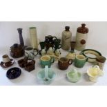 Quantity of Denby pottery including 2 stoneware hot water bottles, Peace 1919 tankard (hairline