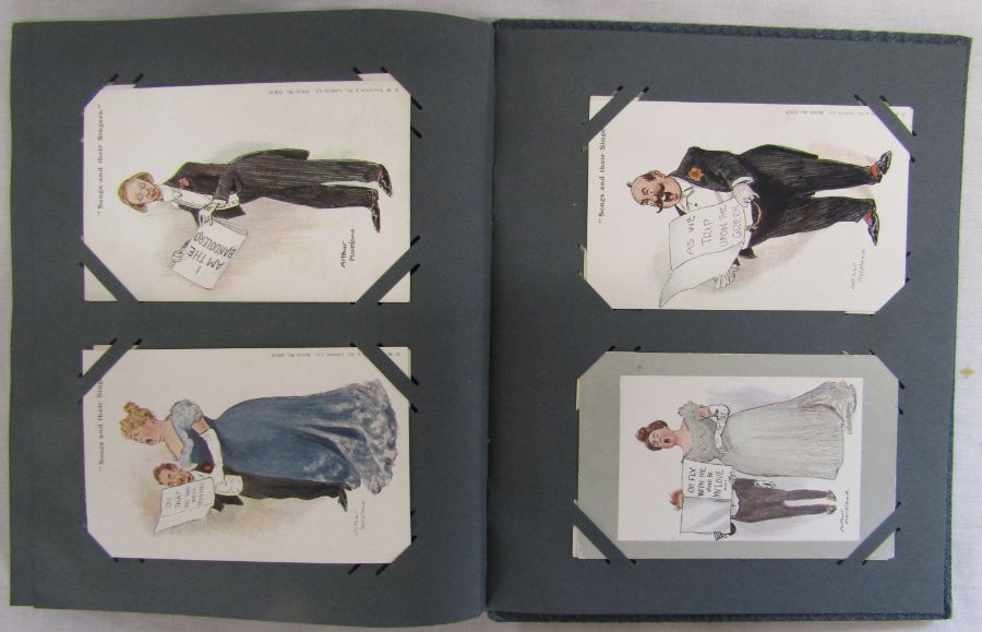 Postcard album - approx 100 Edwardian cards - incuding glamour, children, humour, firsts signed, - Image 5 of 9