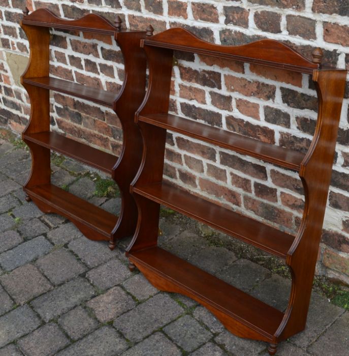 Pair of mahogany bespoke shelf units each 75cm wide - Image 2 of 2