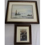Framed Pictures - watercolour 40cm x 33cm - Gondola picture 18.5cm x 22cm d. 1913