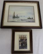 Framed Pictures - watercolour 40cm x 33cm - Gondola picture 18.5cm x 22cm d. 1913