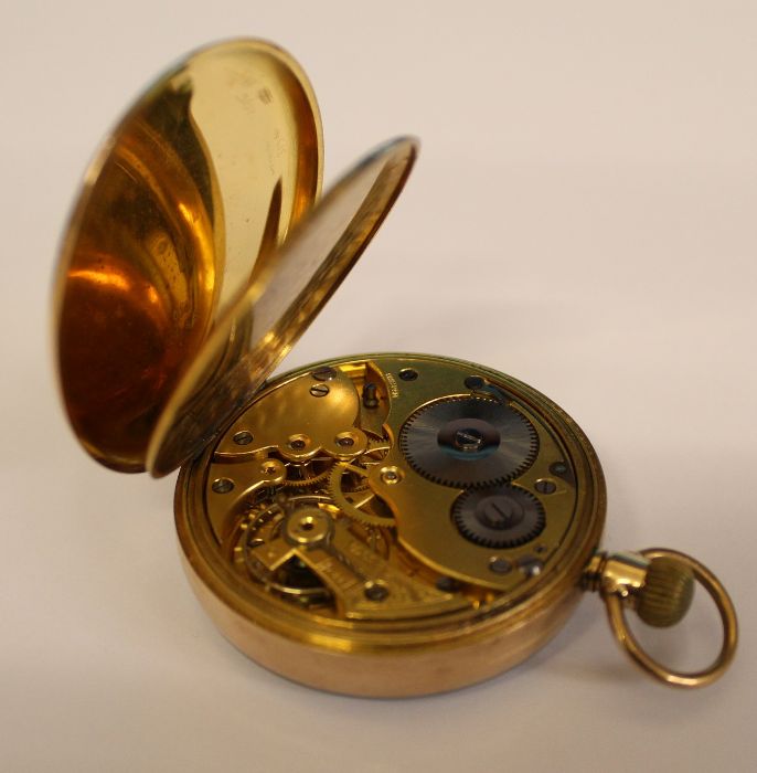 9ct gold open face keyless pocket watch with subsidiary seconds dial, case diameter 45mm, gross - Image 7 of 13