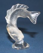 Lalique frosted art glass Koi fish paperweight, signed to base, height 8cm , with box & paperwork