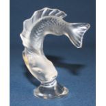 Lalique frosted art glass Koi fish paperweight, signed to base, height 8cm , with box & paperwork