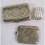 Silver cigarette case Birmingham William Hair Haseler 1908 - L 8cm  silver vesta case Birmingham W J