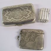 Silver cigarette case Birmingham William Hair Haseler 1908 - L 8cm  silver vesta case Birmingham W J