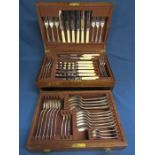 Part silver boxed half canteen of mixed cutlery - consisting of carving set, 6 table knives, 6