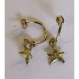 Daniella Draper 9ct Gold Earrings with star pendant - total weight -5.4g