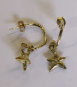 Daniella Draper 9ct Gold Earrings with star pendant - total weight -5.4g