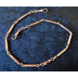 9ct rose gold watch/fob chain 23g L 40.5cm