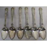 Set of 6 silver Queens pattern desert spoons London 1848 maker George Jamieson (Aberdeen mark)