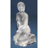 Lalique frosted art glass sculpture "Iona Mermaid" signed to the base, height 9.5cm, with box &