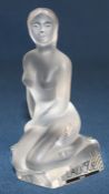 Lalique frosted art glass sculpture "Iona Mermaid" signed to the base, height 9.5cm, with box &