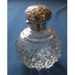 Edwardian cut glass silver topped perfume bottle Birmingham 1905 H 10 cm