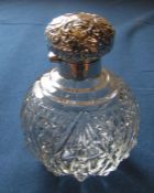 Edwardian cut glass silver topped perfume bottle Birmingham 1905 H 10 cm