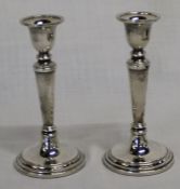 Pair of silver candlesticks with weighted bases, Birmingham 1993, maker Broadway & Co, 14.5cm high