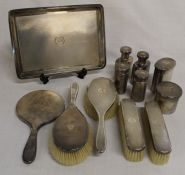 Early 20th century 12 piece silver dressing table set, London 1919 by Finnigans Ltd Manchester, with