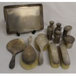 Early 20th century 12 piece silver dressing table set, London 1919 by Finnigans Ltd Manchester, with