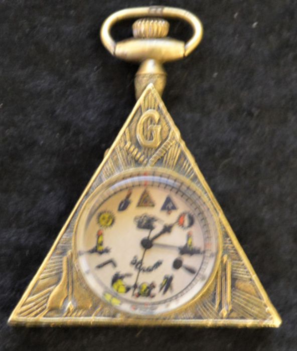 Brass case Masonic Hiram pocket watch