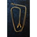 14ct gold chain with 14ct gold pair of clogs charm L67cm 6.3g