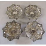 Set of 4 Victorian silver bonbon dishes Birmingham 1898, D 12 cm H 3 cm, total weight 5.34 ozt