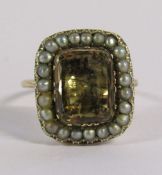 9ct gold Victorian cushion cut citrine and split pearl ring - citrine measures approx 12 x 9.5mm -