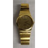 Gents 18ct gold Omega Constellation chronometer automatic wristwatch, gold dial with black baton