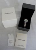 Ladies Emporio Armani two tone stainless steel watch AR11290 with mother of pearl dial
