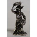 Miniature silver figure of a flower seller, height 4.5cm, weight 0.86ozt