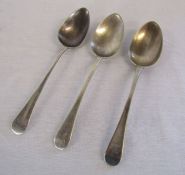 3 Georgian silver spoons comprising 2 Charles Eley serving spoons 1826 -& Peter & Ann Bateman 1797