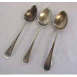 3 Georgian silver spoons comprising 2 Charles Eley serving spoons 1826 -& Peter & Ann Bateman 1797