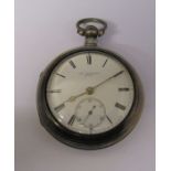 Geo. Shepherd Ellon pair cased fusee pocket watch with gold balance, sterling silver case Chester