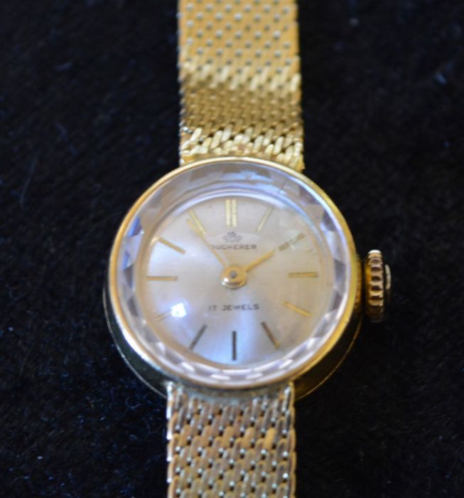 Ladies 18ct gold Bucherer wristwatch with cut crystal lens total weight 20.5g - Image 2 of 3