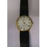 Gents 9ct gold Rotary 21 jewels wristwatch with leather strap