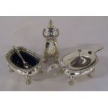 Silver condiment set Birmingham 1968 (spoons Birmingham 1967) weight without liners 4.45 ozt