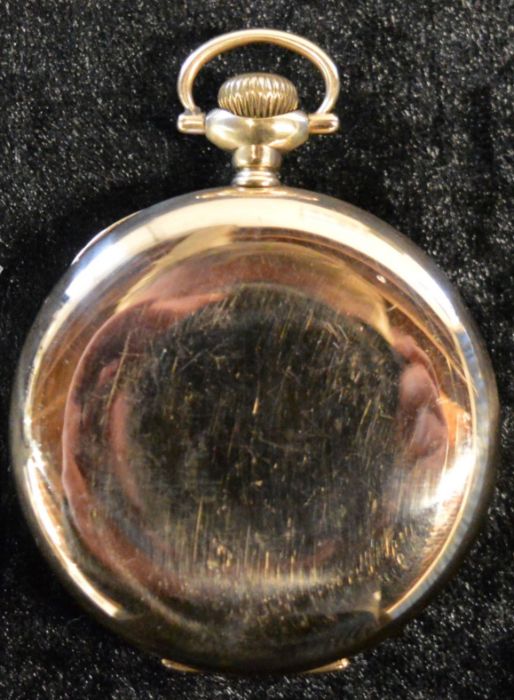 AMENDED DESCRIPTION 14ct gold Waltham  Mass. Riverside maximus pocket watch, with broken crystal/ - Image 3 of 4