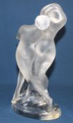 Lalique frosted art glass sculpture "Deux Danseuses", signed to the base, 26.5cm high, with box