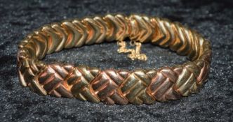14ct bi-colour gold Italian plaited rope effect bracelet 25g