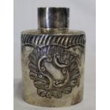 Late Victorian silver tea canister with repousse decoration, London 1894 maker W & C Sissons, weight