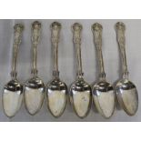 Set of 6 Victorian Queens pattern silver desert spoons, London 1848, maker George Jamieson (Aberdeen