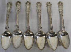 Set of 6 Victorian Queens pattern silver desert spoons, London 1848, maker George Jamieson (Aberdeen