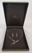 Beaverbrooks necklace and earrings gift set - Italian 9ct white gold and cubic zirconia 12.3g (