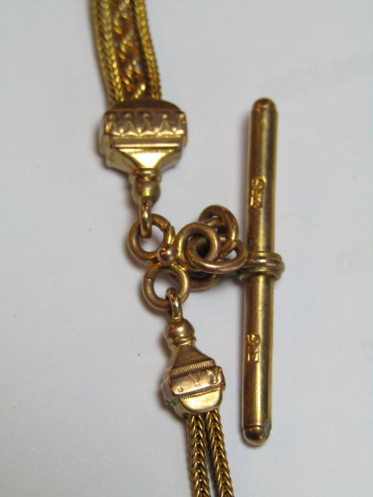 Tested as 9ct gold fancy fob chain L 25 cm weight 15.2 g - Image 5 of 7