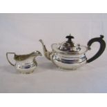 Early 20th century silver teapot and milk jug with gadrooned rim - teapot David Edward & Sons 1917