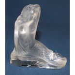 Lalique frosted art glass sculpture "Theano Mermaid", signed to base, height 9.5cm, with box,